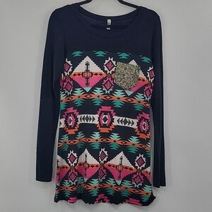 3 For$20 Cezanne Black Top w/ Multi Color Design size S